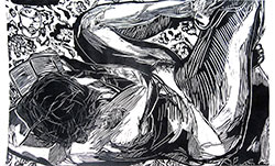 black and white print on silk, 60x80cm, 2014